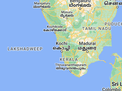 Map showing location of Irinjālakuda (10.33333, 76.23333)