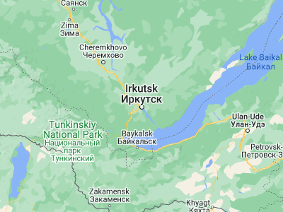 Map showing location of Irkutsk (52.29778, 104.29639)