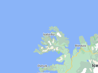 Map showing location of Ísafjörður (66.07549, -23.124)