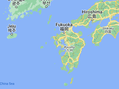 Map showing location of Isahaya (32.84111, 130.04306)