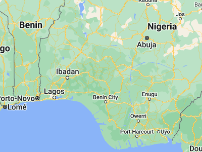 Map showing location of Ise-Ekiti (7.4632, 5.4281)