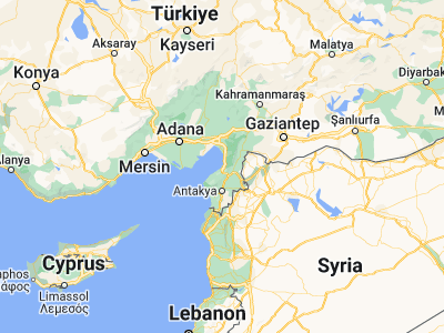 Map showing location of İskenderun (36.58718, 36.17347)