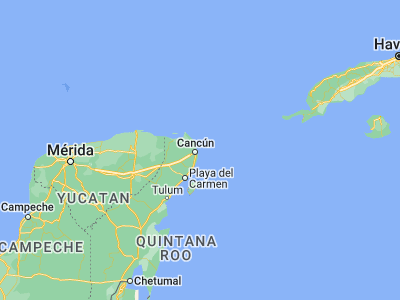 Map showing location of Isla Mujeres (21.23114, -86.73105)