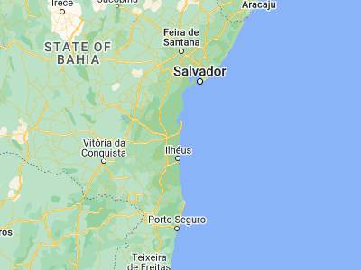 Map showing location of Itacaré (-14.2775, -38.99667)