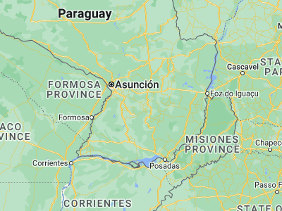 Map showing location of Itapé (-25.85, -56.61667)