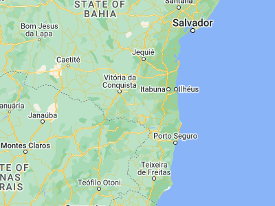 Map showing location of Itapetinga (-15.24889, -40.24778)