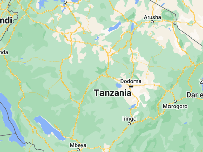 Map showing location of Itigi (-5.7, 34.48333)