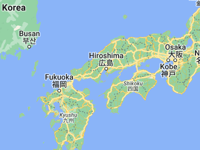 Map showing location of Iwakuni (34.15, 132.18333)