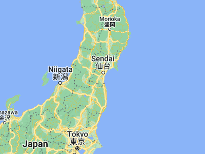 Map showing location of Iwanuma (38.10472, 140.85944)
