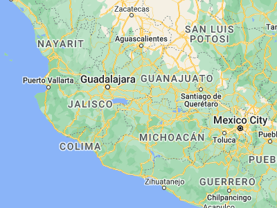 Map showing location of Ixtlán (20.16894, -102.39364)