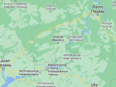 Map showing location of Izhevsk (56.84976, 53.20448)