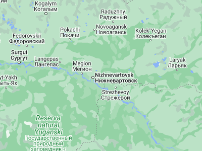 Map showing location of Izluchinsk (60.97944, 76.92421)
