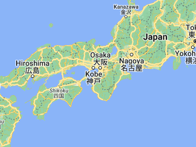 Map showing location of Izumiōtsu (34.5, 135.4)