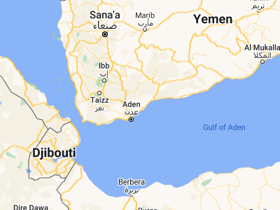 Map showing location of Ja‘ār (13.223, 45.30558)