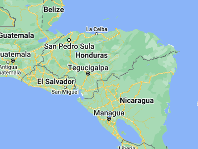 Map showing location of Jacaleapa (14.01667, -86.66667)