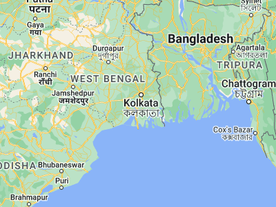 Map showing location of Jāfarpur (22.32083, 88.23056)