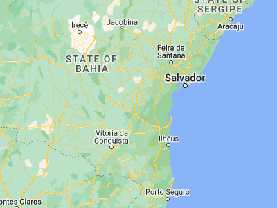 Map showing location of Jaguaquara (-13.53056, -39.97083)