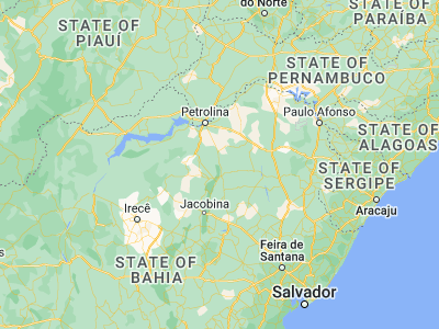 Map showing location of Jaguarari (-10.26389, -40.19583)