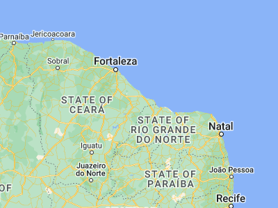 Map showing location of Jaguaruana (-4.83389, -37.78111)