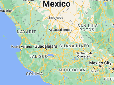 Map showing location of Jalostotitlán (21.16741, -102.46386)