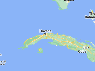 Map showing location of Jamaica (22.97917, -82.17028)
