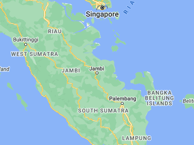 Map showing location of Jambi (-1.6, 103.61667)