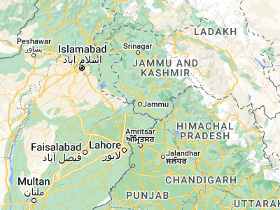 Map showing location of Jammu (32.73569, 74.86911)