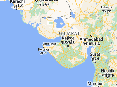 Map showing location of Jāmnagar (22.46667, 70.06667)