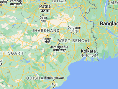 Map showing location of Jamshedpur (22.8, 86.18333)