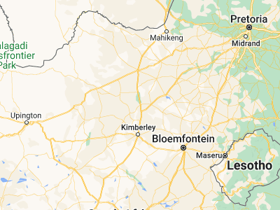 Map showing location of Jan Kempdorp (-27.92246, 24.83052)