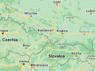 Map showing location of Jastrzębie Zdrój (49.95542, 18.57479)