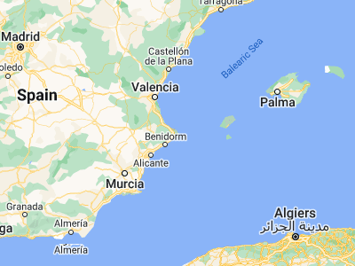 Map showing location of Javea (38.78333, 0.16667)
