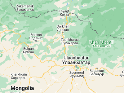 Map showing location of Javhlant (48.80189, 105.924)