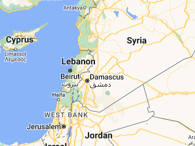 Map showing location of Jayrūd (33.8074, 36.74036)