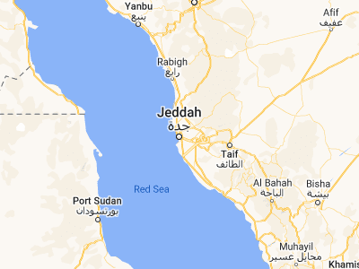 Map showing location of Jeddah (21.51694, 39.21917)