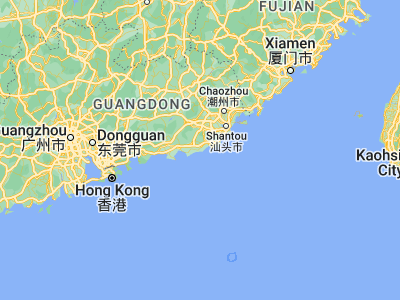 Map showing location of Jiadong (22.8753, 116.11722)