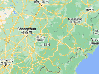 Map showing location of Jiaohe (43.72861, 127.34472)