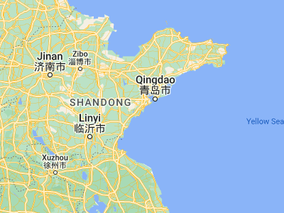 Map showing location of Jiaonan (35.87861, 119.97528)