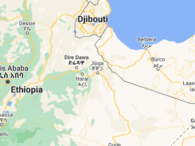 Map showing location of Jijiga (9.35, 42.8)