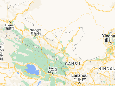 Map showing location of Jinchang (38.49528, 102.17389)