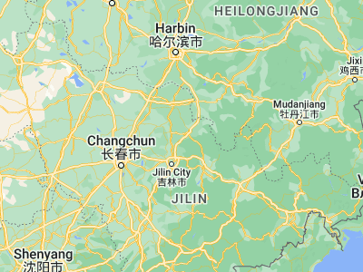 Map showing location of Jishu (44.31667, 126.8)