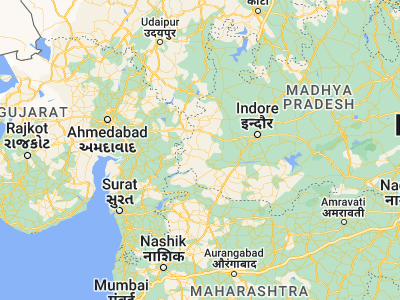 Map showing location of Jobat (22.41667, 74.56667)