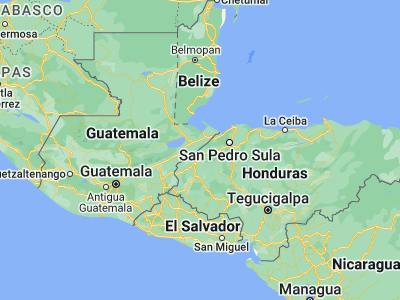 Map showing location of Joconal (15.35444, -88.63556)