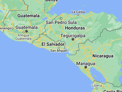 Map showing location of Jocoro (13.61667, -88.01667)