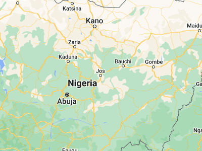 Map showing location of Jos (9.91667, 8.9)