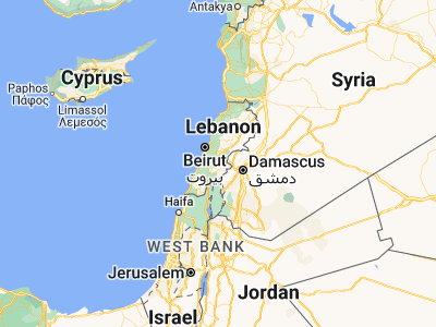 Map showing location of Joubb Jannîne (33.62694, 35.78417)
