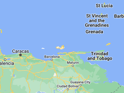 Map showing location of Juan Griego (11.08172, -63.96549)