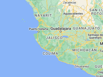 Map showing location of Juchitlán (20.08472, -104.09837)