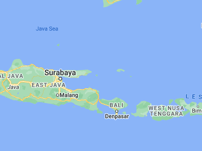 Map showing location of Jungkat Selatan (-7.1385, 114.5259)
