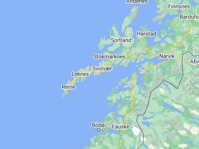 Map showing location of Kabelvåg (68.21139, 14.48167)